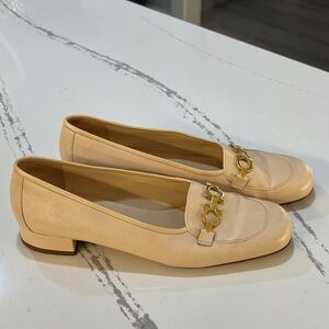Salvatore Ferragamo Gancini Loafers Beige and Gold Accents Women’s size 10 B